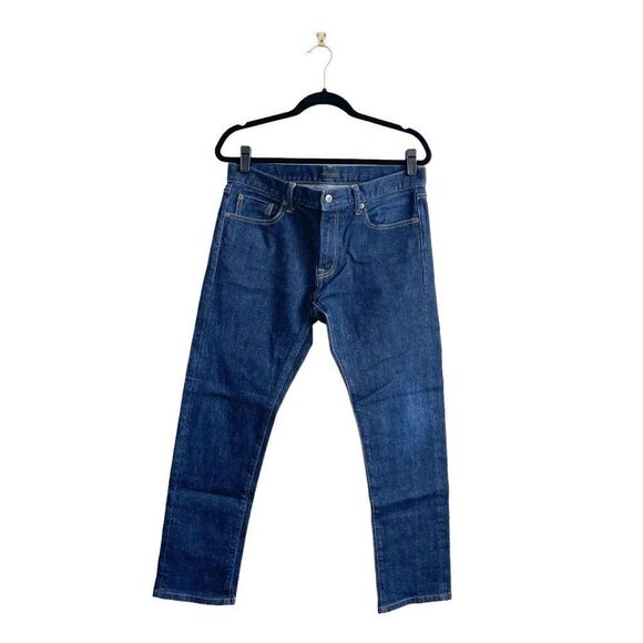 Uniqlo Mens Denim Jeans Selvedge Straight Leg Mid Rise Blue Wash Waist 33 HEMMED - Picture 2 of 11